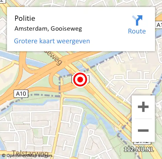 Locatie op kaart van de 112 melding: Politie Amsterdam, Gooiseweg op 24 juli 2017 17:26