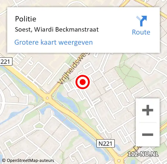 Locatie op kaart van de 112 melding: Politie Soest, Wiardi Beckmanstraat op 24 juli 2017 18:59