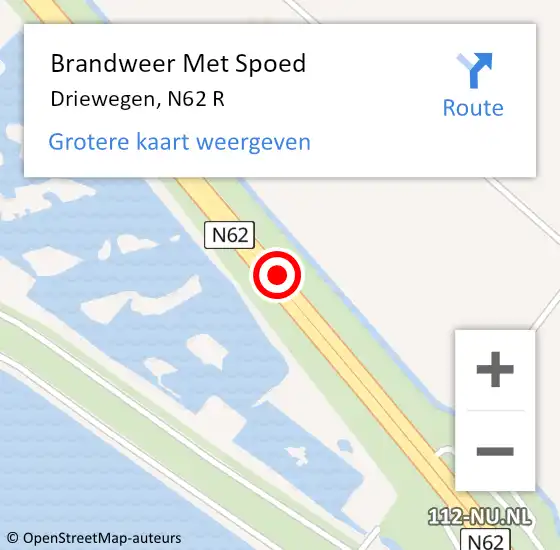 Locatie op kaart van de 112 melding: Brandweer Met Spoed Naar Driewegen, N62 R op 24 juli 2017 19:57