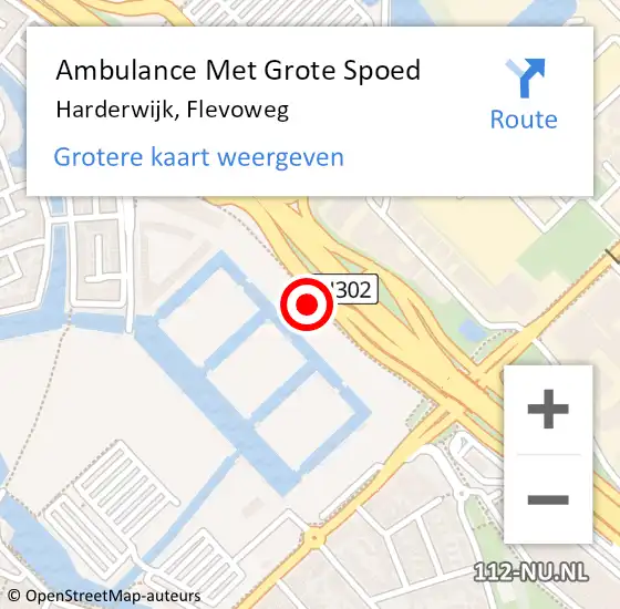 Locatie op kaart van de 112 melding: Ambulance Met Grote Spoed Naar Harderwijk, Flevoweg op 24 juli 2017 20:06