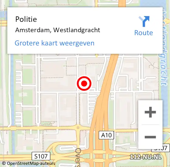 Locatie op kaart van de 112 melding: Politie Amsterdam, Westlandgracht op 24 juli 2017 20:44