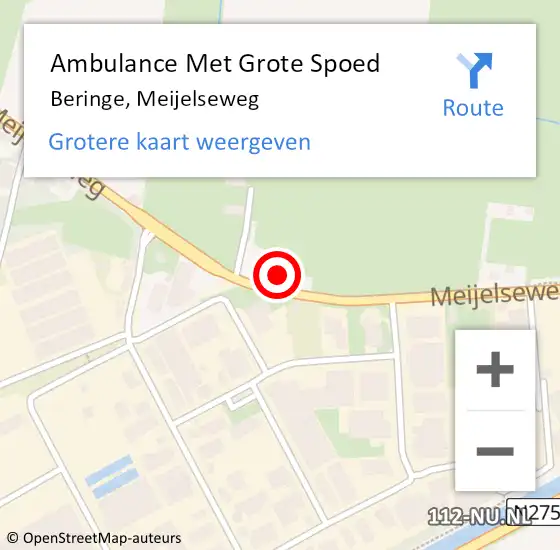 Locatie op kaart van de 112 melding: Ambulance Met Grote Spoed Naar Beringe, Meijelseweg op 24 juli 2017 21:12