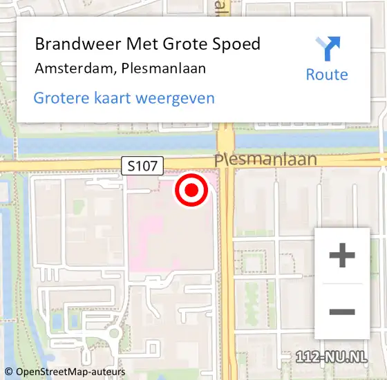 Locatie op kaart van de 112 melding: Brandweer Met Grote Spoed Naar Amsterdam, Plesmanlaan op 25 juli 2017 01:19