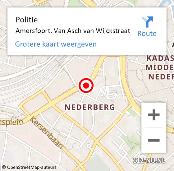 Locatie op kaart van de 112 melding: Politie Amersfoort, Van Asch van Wijckstraat op 25 juli 2017 01:39