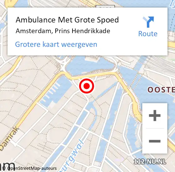 Locatie op kaart van de 112 melding: Ambulance Met Grote Spoed Naar Amsterdam, Prins Hendrikkade op 25 juli 2017 02:00