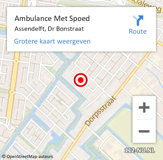 Locatie op kaart van de 112 melding: Ambulance Met Spoed Naar Assendelft, Dr Bonstraat op 25 juli 2017 02:08