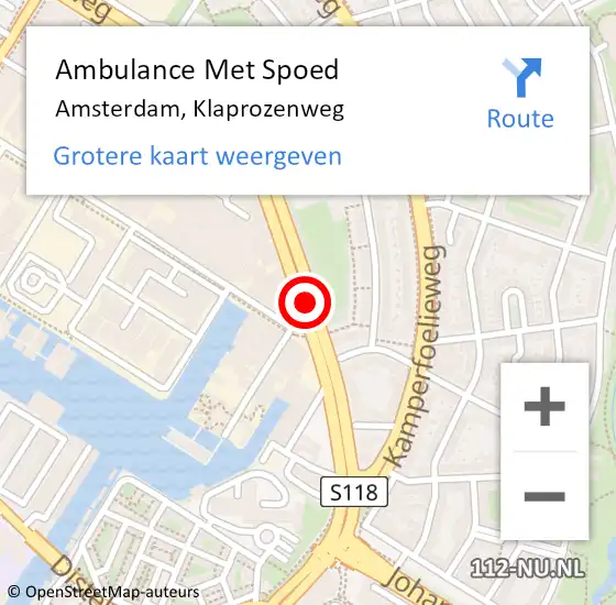 Locatie op kaart van de 112 melding: Ambulance Met Spoed Naar Amsterdam, Klaprozenweg op 25 juli 2017 02:12