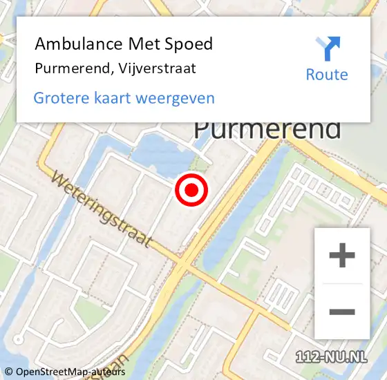 Locatie op kaart van de 112 melding: Ambulance Met Spoed Naar Purmerend, Vijverstraat op 25 juli 2017 02:14