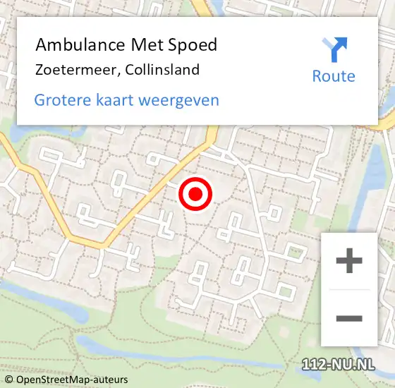 Locatie op kaart van de 112 melding: Ambulance Met Spoed Naar Zoetermeer, Collinsland op 25 juli 2017 02:20