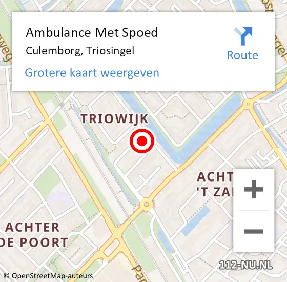 Locatie op kaart van de 112 melding: Ambulance Met Spoed Naar Culemborg, Triosingel op 25 juli 2017 07:41