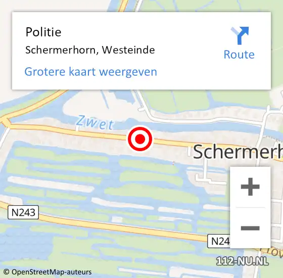 Locatie op kaart van de 112 melding: Politie Schermerhorn, Westeinde op 25 juli 2017 13:03