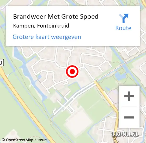 Locatie op kaart van de 112 melding: Brandweer Met Grote Spoed Naar Kampen, Fonteinkruid op 25 juli 2017 16:00