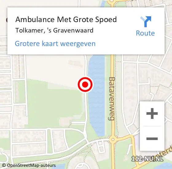 Locatie op kaart van de 112 melding: Ambulance Met Grote Spoed Naar Tolkamer, 's Gravenwaard op 25 juli 2017 16:05