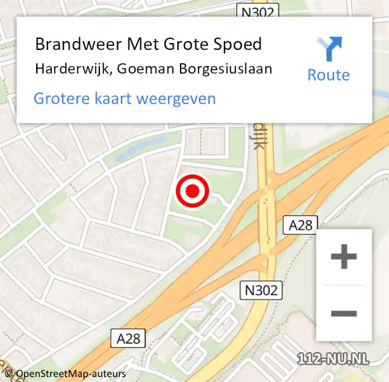 Locatie op kaart van de 112 melding: Brandweer Met Grote Spoed Naar Harderwijk, Goeman Borgesiuslaan op 25 juli 2017 17:39