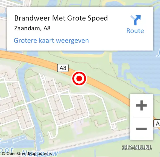 Locatie op kaart van de 112 melding: Brandweer Met Grote Spoed Naar Zaandam, A8 L hectometerpaal: 5,6 op 25 juli 2017 18:40