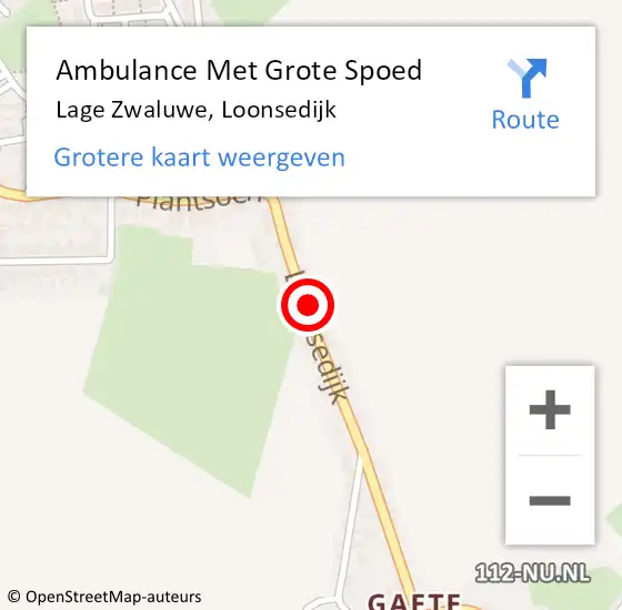 Locatie op kaart van de 112 melding: Ambulance Met Grote Spoed Naar Lage Zwaluwe, Loonsedijk op 25 juli 2017 20:12