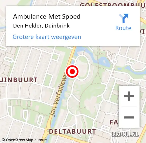 Locatie op kaart van de 112 melding: Ambulance Met Spoed Naar Den Helder, Duinbrink op 25 juli 2017 22:20