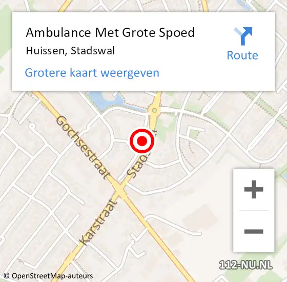 Locatie op kaart van de 112 melding: Ambulance Met Grote Spoed Naar Huissen, Stadswal op 25 juli 2017 22:50