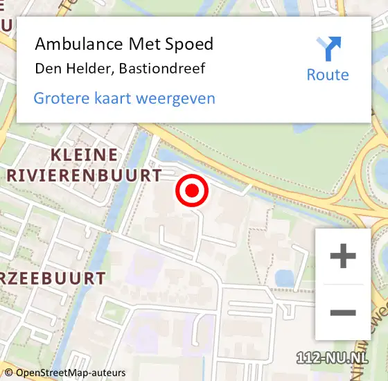 Locatie op kaart van de 112 melding: Ambulance Met Spoed Naar Den Helder, Bastiondreef op 26 juli 2017 00:17