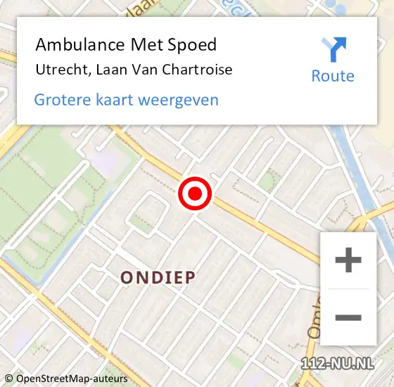 Locatie op kaart van de 112 melding: Ambulance Met Spoed Naar Utrecht, Laan Van Chartroise op 26 juli 2017 01:57