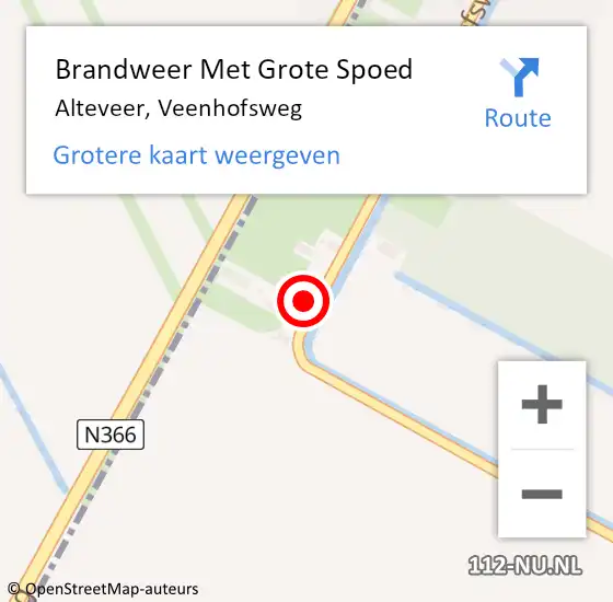 Locatie op kaart van de 112 melding: Brandweer Met Grote Spoed Naar Alteveer, Veenhofsweg op 26 juli 2017 02:06