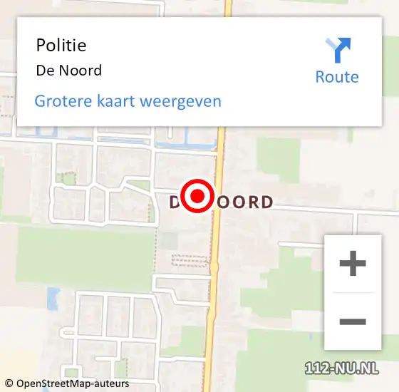 Locatie op kaart van de 112 melding: Politie De Noord op 26 juli 2017 07:26