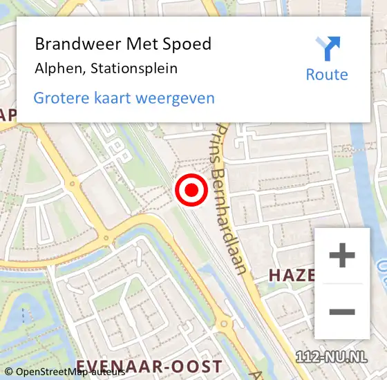 Locatie op kaart van de 112 melding: Brandweer Met Spoed Naar Alphen, Stationsplein op 26 juli 2017 08:09