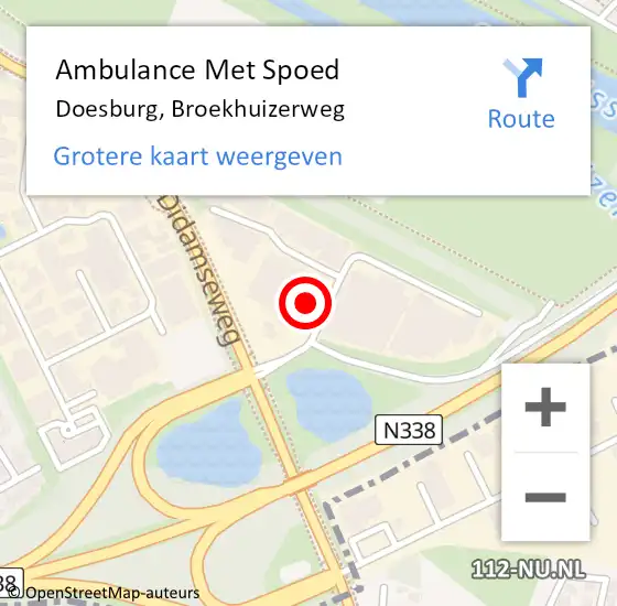 Locatie op kaart van de 112 melding: Ambulance Met Spoed Naar Doesburg, Broekhuizerweg op 26 juli 2017 09:25