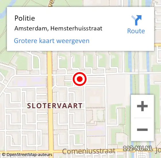 Locatie op kaart van de 112 melding: Politie Amsterdam, Hemsterhuisstraat op 26 juli 2017 09:47