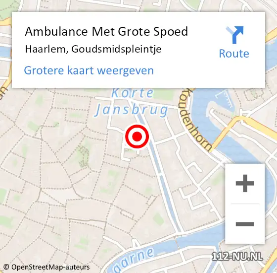 Locatie op kaart van de 112 melding: Ambulance Met Grote Spoed Naar Haarlem, Goudsmidspleintje op 26 juli 2017 10:06