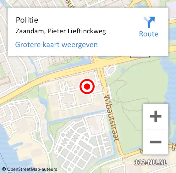 Locatie op kaart van de 112 melding: Politie Zaandam, Pieter Lieftinckweg op 26 juli 2017 12:09