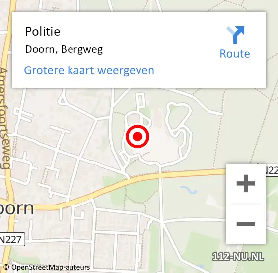Locatie op kaart van de 112 melding: Politie Doorn, Bergweg op 26 juli 2017 12:11