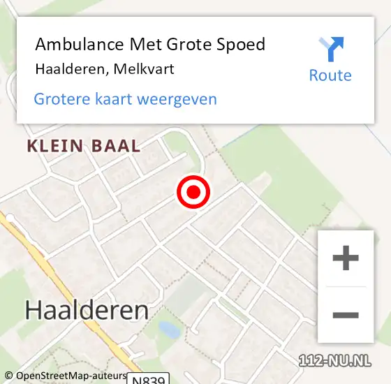 Locatie op kaart van de 112 melding: Ambulance Met Grote Spoed Naar Haalderen, Melkvart op 26 juli 2017 12:25