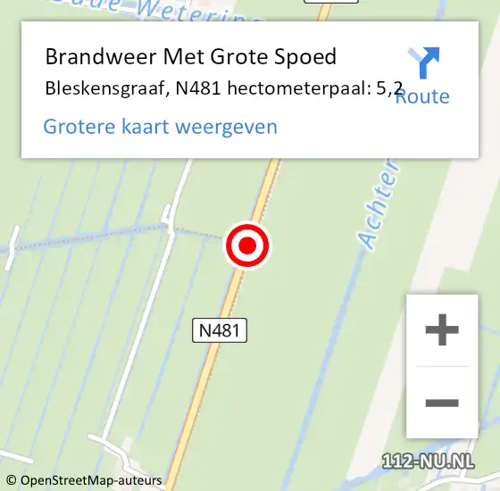 Locatie op kaart van de 112 melding: Brandweer Met Grote Spoed Naar Bleskensgraaf, N481 op 26 juli 2017 12:49