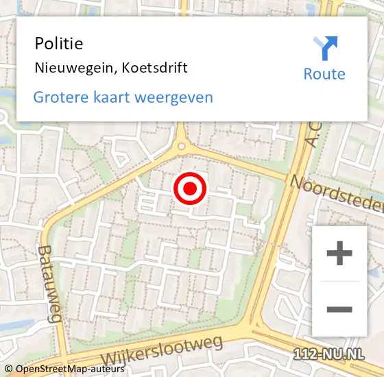 Locatie op kaart van de 112 melding: Politie Nieuwegein, Koetsdrift op 26 juli 2017 13:13