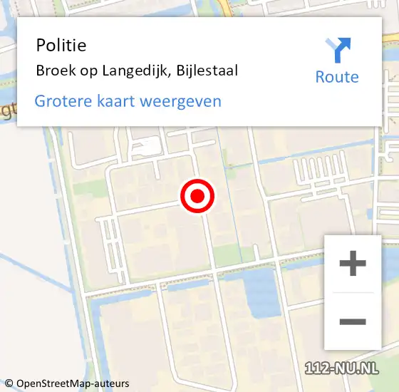 Locatie op kaart van de 112 melding: Politie Broek op Langedijk, Bijlestaal op 26 juli 2017 13:48