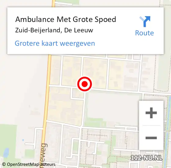 Locatie op kaart van de 112 melding: Ambulance Met Grote Spoed Naar Zuid-Beijerland, De Leeuw op 26 juli 2017 13:48
