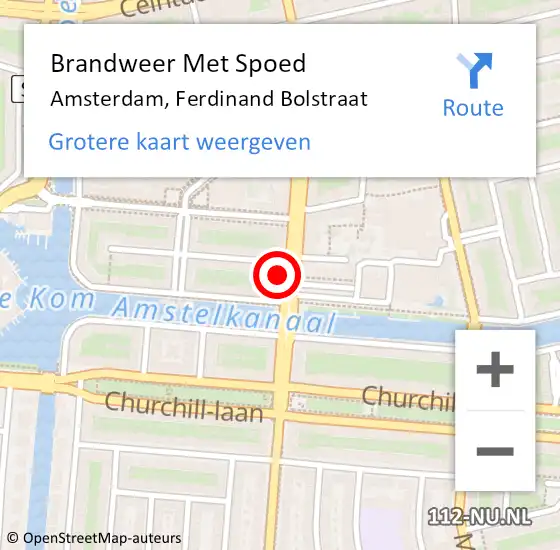 Locatie op kaart van de 112 melding: Brandweer Met Spoed Naar Amsterdam, Ferdinand Bolstraat op 26 juli 2017 14:07