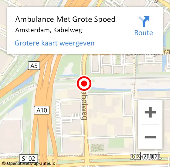 Locatie op kaart van de 112 melding: Ambulance Met Grote Spoed Naar Amsterdam, Kabelweg op 26 juli 2017 14:21