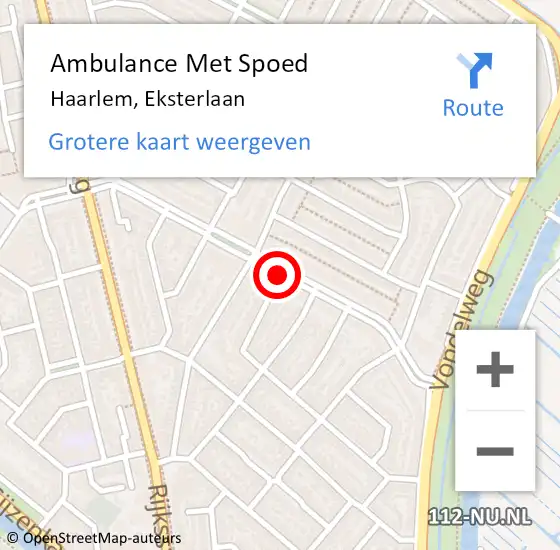 Locatie op kaart van de 112 melding: Ambulance Met Spoed Naar Haarlem, Eksterlaan op 26 juli 2017 14:29