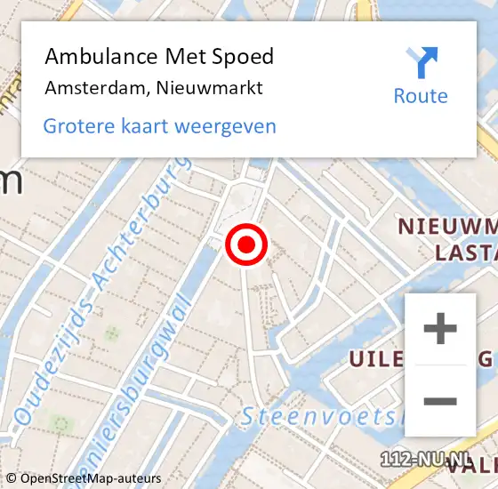 Locatie op kaart van de 112 melding: Ambulance Met Spoed Naar Amsterdam, Nieuwmarkt op 26 juli 2017 14:32