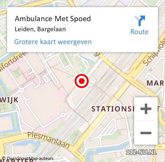 Locatie op kaart van de 112 melding: Ambulance Met Spoed Naar Leiden, Bargelaan op 26 juli 2017 14:33