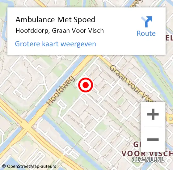Locatie op kaart van de 112 melding: Ambulance Met Spoed Naar Hoofddorp, Graan Voor Visch op 26 juli 2017 14:34
