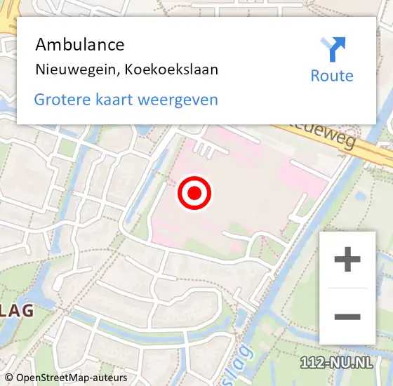 Locatie op kaart van de 112 melding: Ambulance Nieuwegein, Koekoekslaan op 26 juli 2017 14:35
