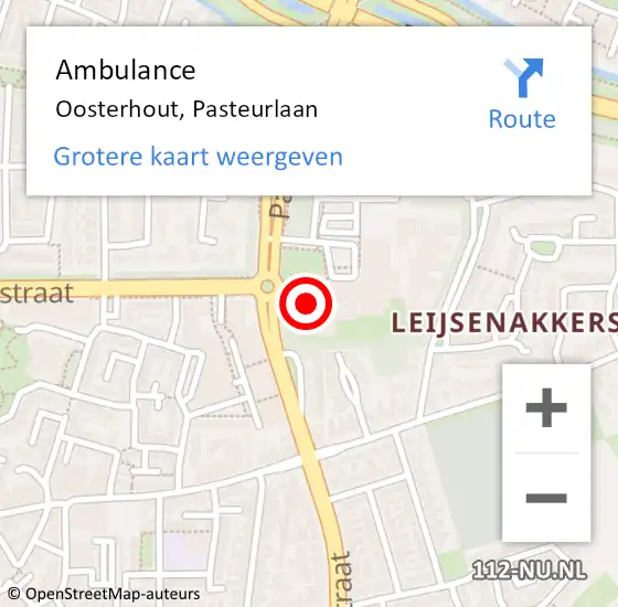 Locatie op kaart van de 112 melding: Ambulance Oosterhout, Pasteurlaan op 26 juli 2017 14:36