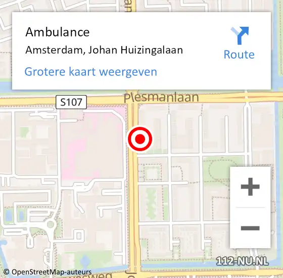 Locatie op kaart van de 112 melding: Ambulance Amsterdam, Johan Huizingalaan op 26 juli 2017 14:36