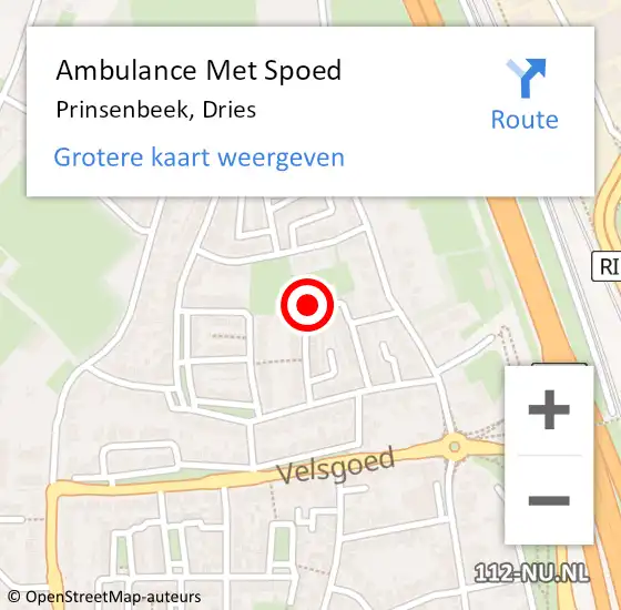 Locatie op kaart van de 112 melding: Ambulance Met Spoed Naar Prinsenbeek, Dries op 26 juli 2017 15:18