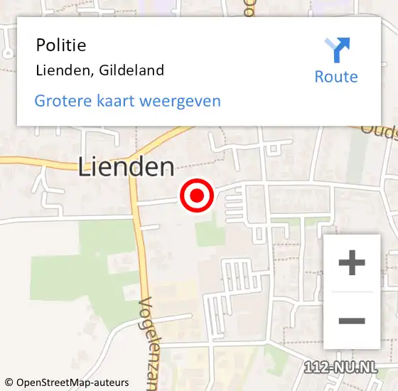 Locatie op kaart van de 112 melding: Politie Lienden, Gildeland op 26 juli 2017 16:35