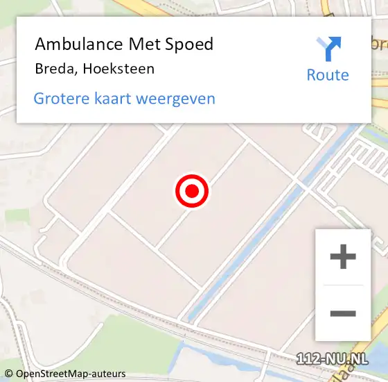 Locatie op kaart van de 112 melding: Ambulance Met Spoed Naar Breda, Hoeksteen op 26 juli 2017 20:14