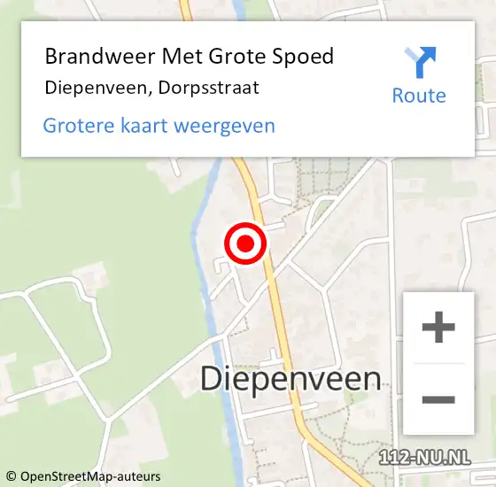 Locatie op kaart van de 112 melding: Brandweer Met Grote Spoed Naar Diepenveen, Dorpsstraat op 27 juli 2017 04:18
